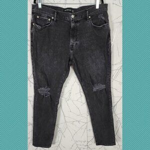 Abercrombie & Fitch Black Wash Ripped Knees Athletic Skinny Jeans